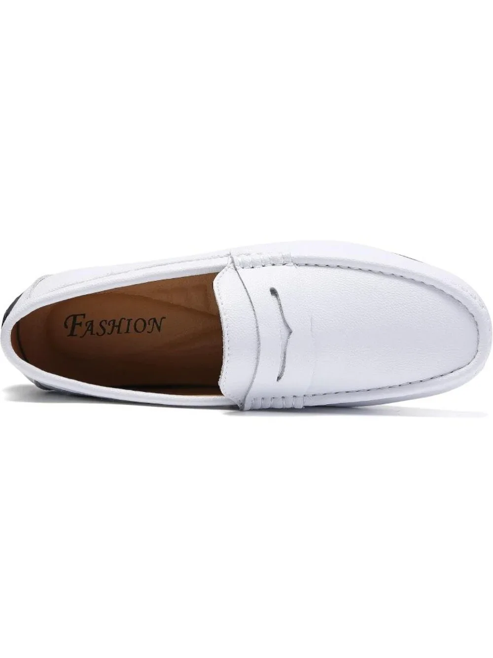 FASHION Men's White Suede Leather Loafers Penny Slip On Walking Casual Shoes